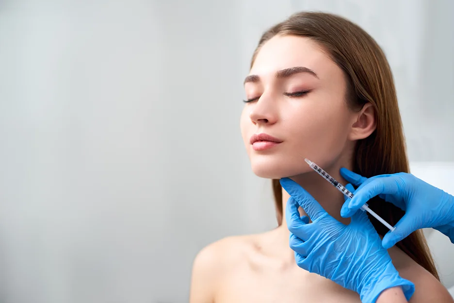 woman received fillers on her jaw